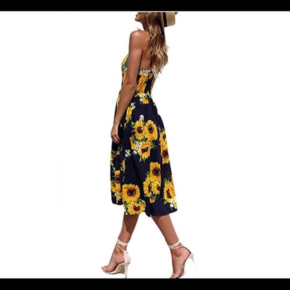 🆕 Floral Swing Midi Dress with Pockets - Picture 2 of 2